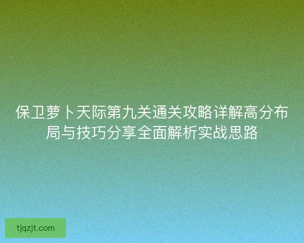 保卫萝卜天际第九关通关攻略详解高分布局与技巧分享全面解析实战思路