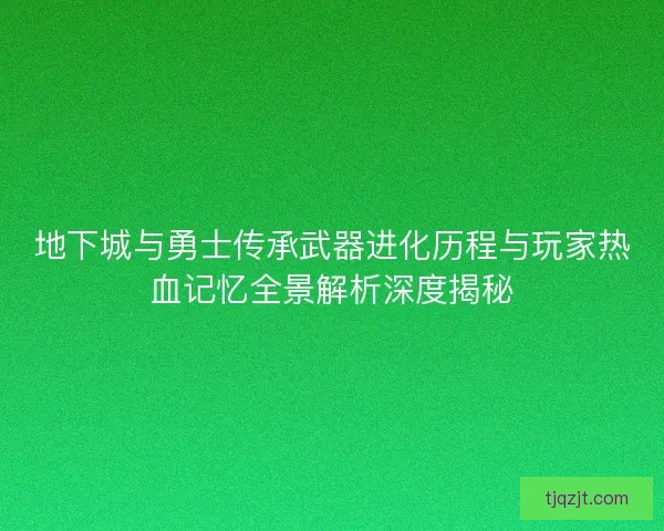 地下城与勇士传承武器进化历程与玩家热血记忆全景解析深度揭秘